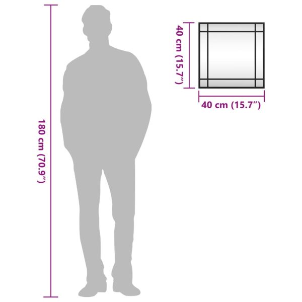 Стенно огледало, черно, 40x40 см, квадратно, желязо