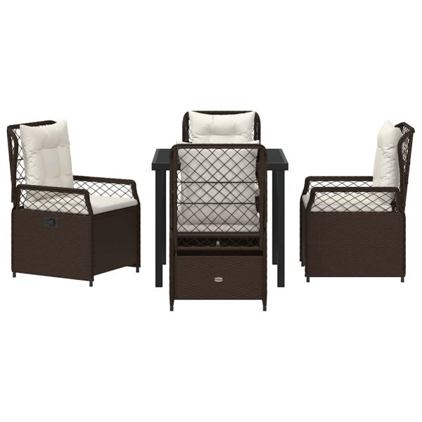 Комплект за хранене в градината 5 pcs Кафяво полиратан