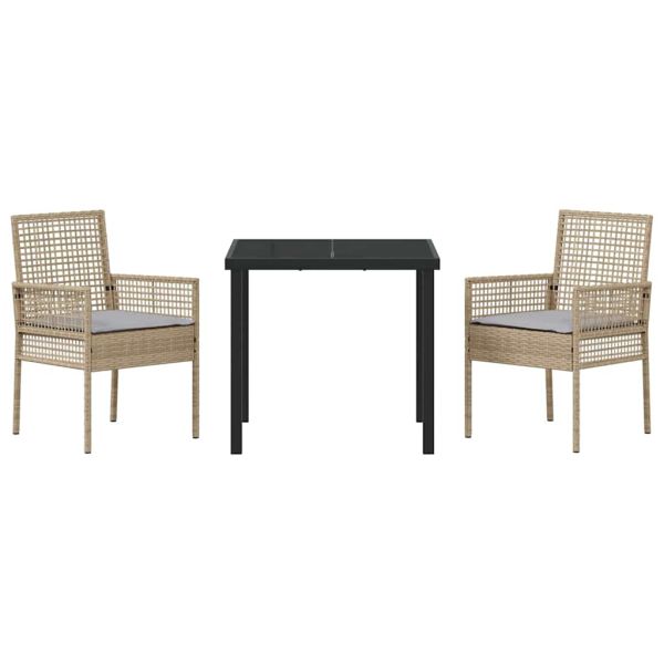 Комплект за хранене в градината 3 pcs Бежово полиратан