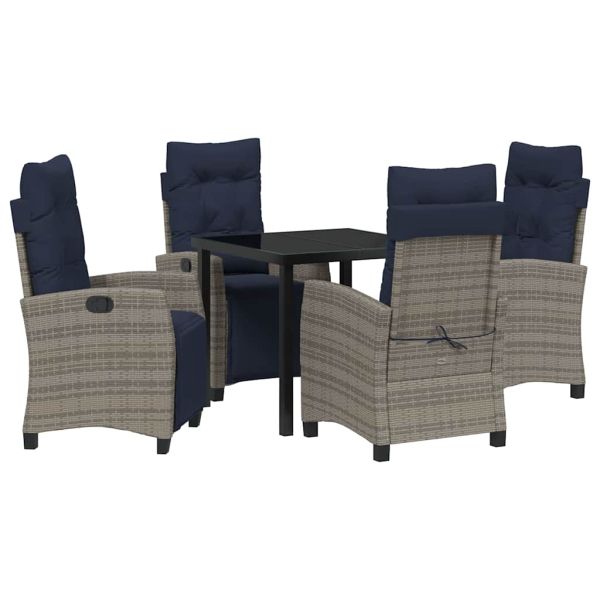 Комплект за хранене в градината 5 pcs Сив полиратан