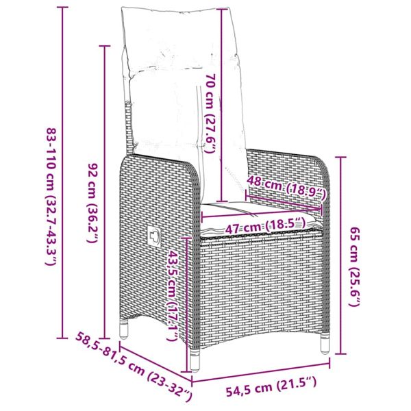 Комплект маса и столове с възглавница 3 pcs Сив ПЕ ратан