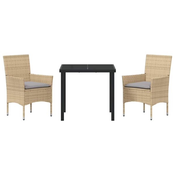 Комплект за хранене в градината 3 pcs Бежово полиратан