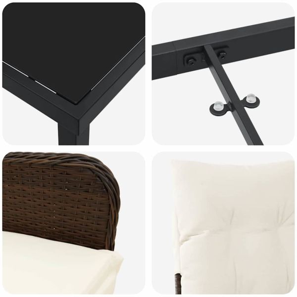 Комплект за хранене в градината 3 pcs Кафяво полиратан