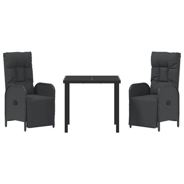 Комплект за хранене в градината 3 pcs Черно полиратан