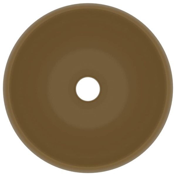 Луксозна кръгла мивка, матово кремава, 40x15 см, керамика