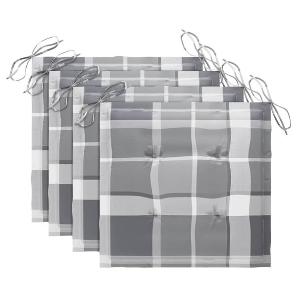 Стифиращи градински столове с възглавници, 4 бр, тик масив