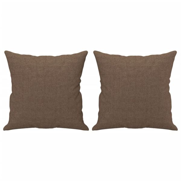 2-местен диван с декоративни възглавници кафяв 120 см плат