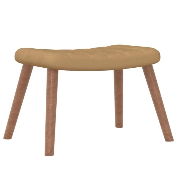 Релакс стол с табуретка, кафяв, кадифе