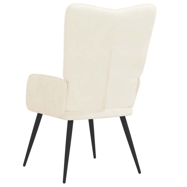 Релаксиращ стол, кремавобял, кадифе