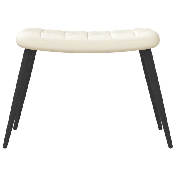 Стол за релакс с табуретка, кремавобял, кадифе