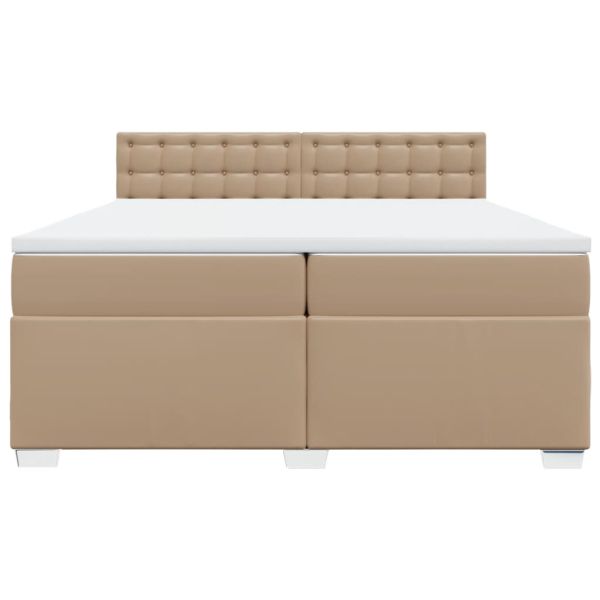 Боксспринг легло с матрак, капучино,200x200 см, изкуствена кожа