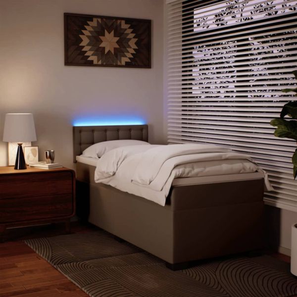 Боксспринг легло с матрак, капучино, 100x200см, изкуствена кожа