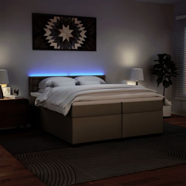 Боксспринг легло с матрак, капучино,200x200 см, изкуствена кожа