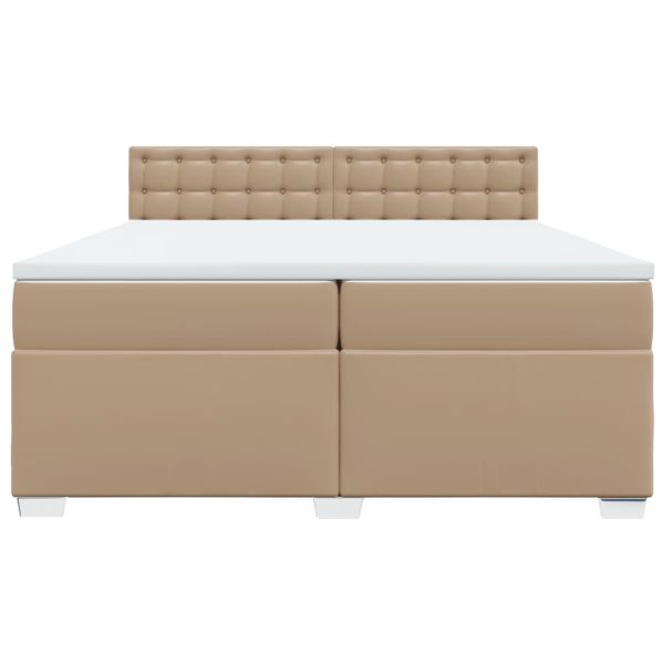 Боксспринг легло с матрак, капучино,200x200 см, изкуствена кожа