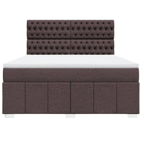 Боксспринг легло с матрак, тъмнокафяво, 180x200 см, плат