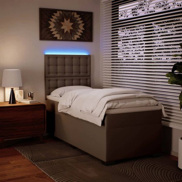 Боксспринг легло с матрак, капучино, 100x200см, изкуствена кожа