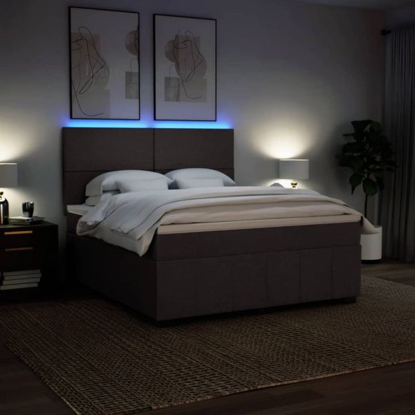 Боксспринг легло с матрак, тъмнокафяво, 180x200 см, плат