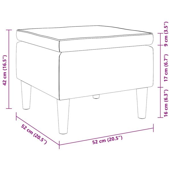 Табуретка с дървени крака, кафява, кадифе