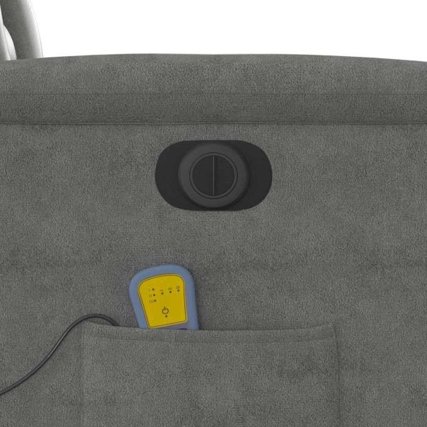 Електрически изправящ масажен реклайнер, тъмносив, микрофибър