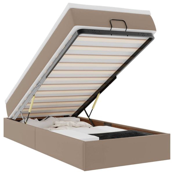 Османска легло с матрак, капучино, 100x200 см, изкуствена кожа