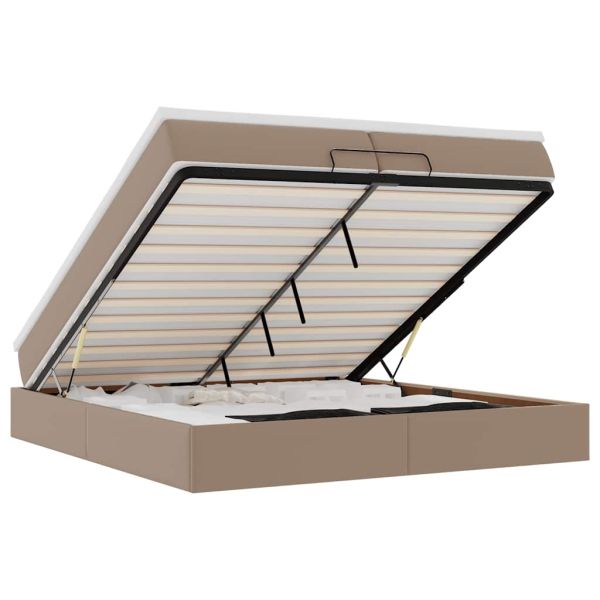 Османска легло с матраци, капучино, 200x200 см, изкуствена кожа