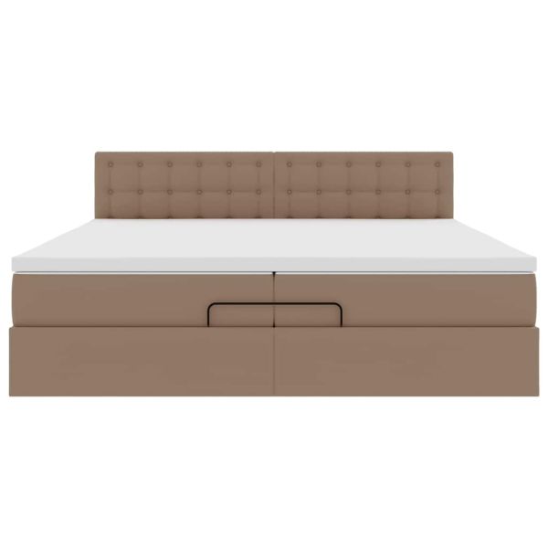 Османска легло с матраци, капучино, 200x200 см, изкуствена кожа
