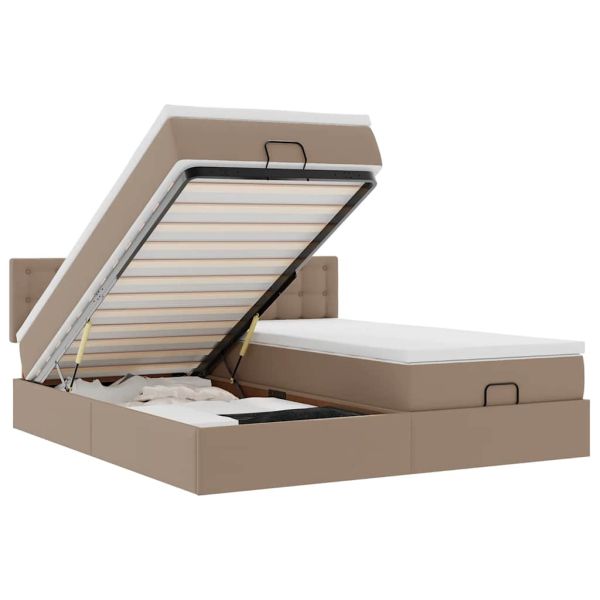 Османска легло с матраци, капучино, 200x200 см, изкуствена кожа