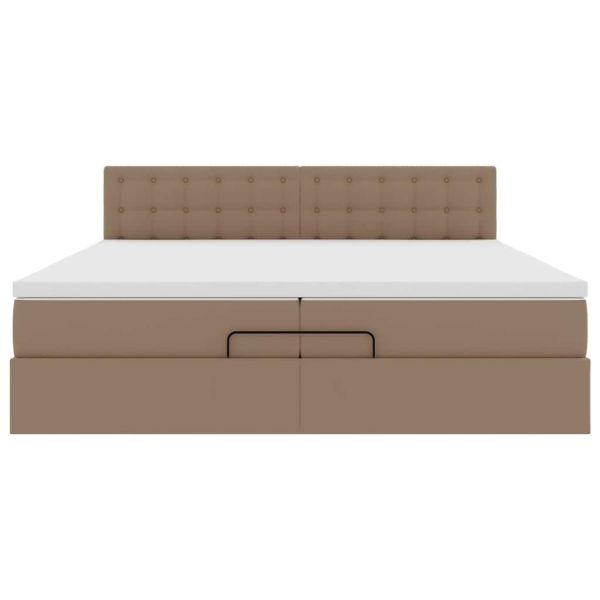 Османска легло с матраци&LED капучино 200x200см изкуствена кожа