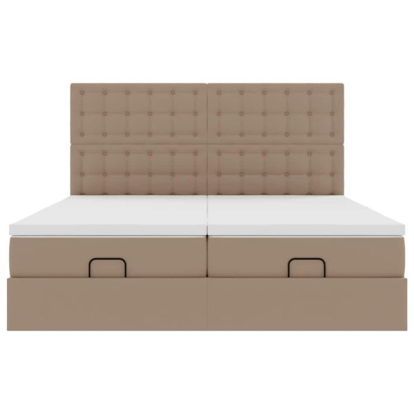 Османска легло с матраци, капучино, 200x200 см, изкуствена кожа