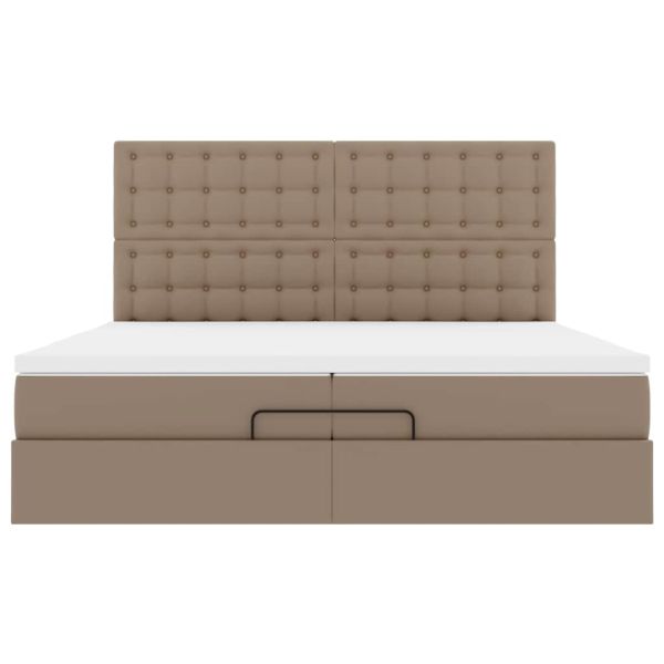 Османска легло с матраци&LED капучино 200x200см изкуствена кожа