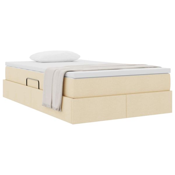 Легло с място за съхранение и матрак с матрак Крем 120 x 190 cm
