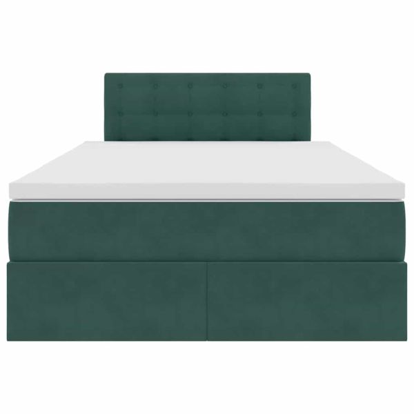 Легло с място за съхранение Тъмен зелен 120 x 190 cm Кадифе