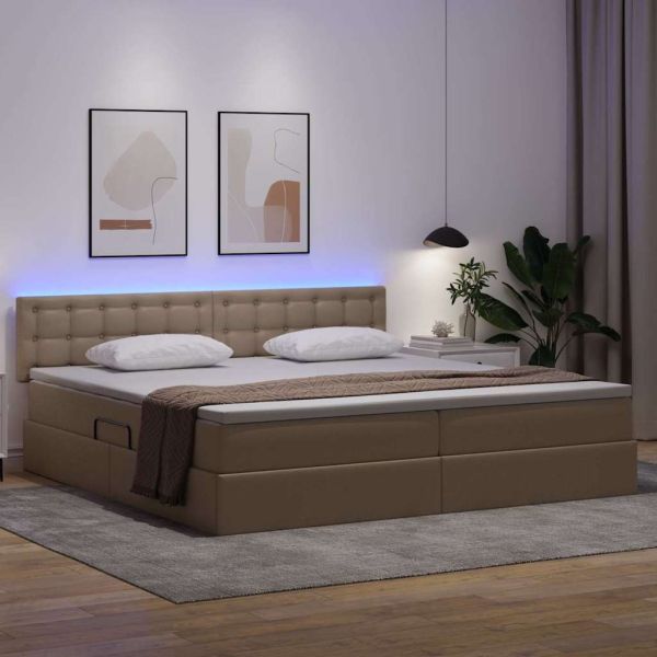 Легло с място за съхранение и LED с LED Светлосиво 200 x 200 cm