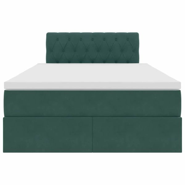 Легло с място за съхранение и LED Тъмен зелен 120 x 190 cm