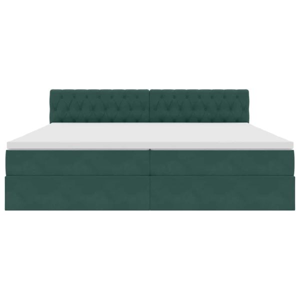 Легло с място за съхранение и LED Тъмен зелен 200 x 200 cm