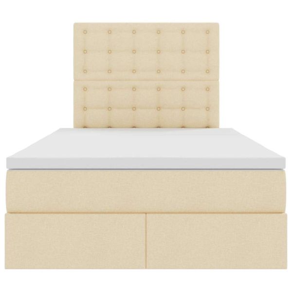 Легло с място за съхранение и матрак Крем 120 x 190 cm текстил