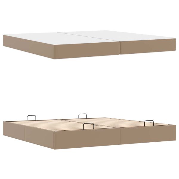 Рамка за легло с матрак с матрак 2 pcs Кафеникаво ПВЦ