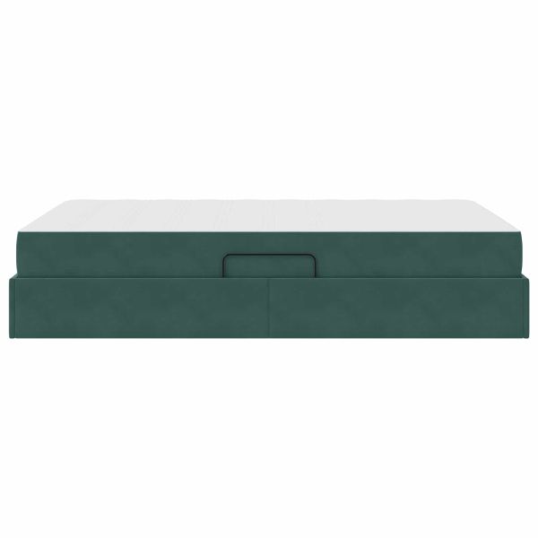 Легло с място за съхранение и матрак Тъмен зелен 120 x 190 cm