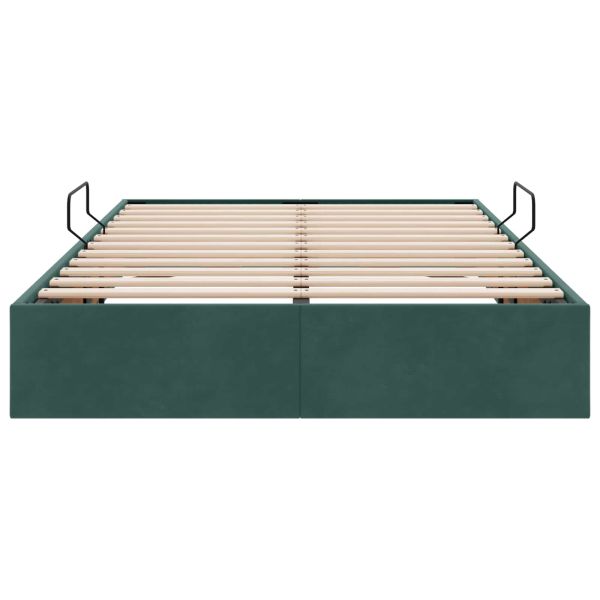 Отоманско легло със съхранение Тъмен зелен 120 x 200 cm Кадифе