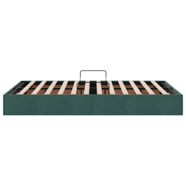 Отоманско легло със съхранение Тъмен зелен 120 x 200 cm Кадифе