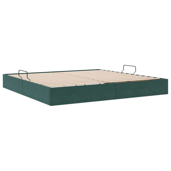 Отоманско легло със съхранение Тъмен зелен 200 x 200 cm Кадифе