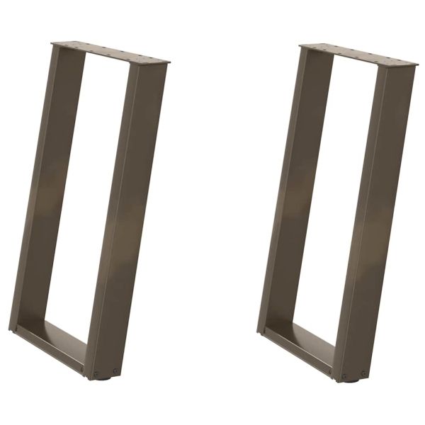 Крака за трапезна маса, U-образни, 2 бр., естествена стомана, 50 x (72-73) см, стомана