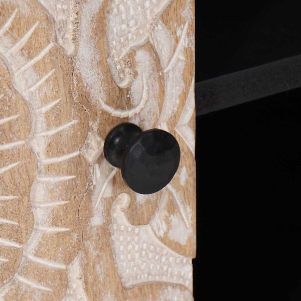 ТВ шкаф Бяло 105 x 33,5 x 46 см Солидно мангово дърво