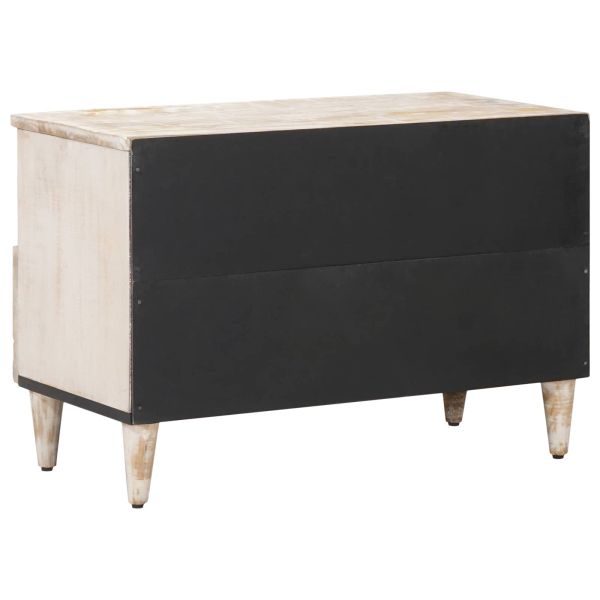 ТВ шкаф Бяло 70 x 33,5 x 46 см Солидно мангово дърво