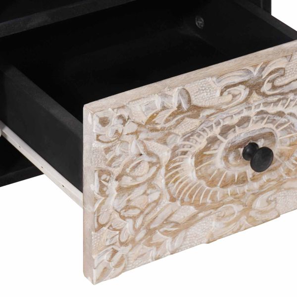 ТВ шкаф Бяло 70 x 33,5 x 46 см Солидно мангово дърво