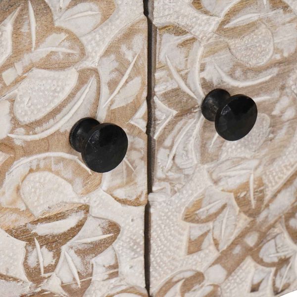 Масичка за кафе Бяло 80 x 50 x 40 cm Солидно мангово дърво