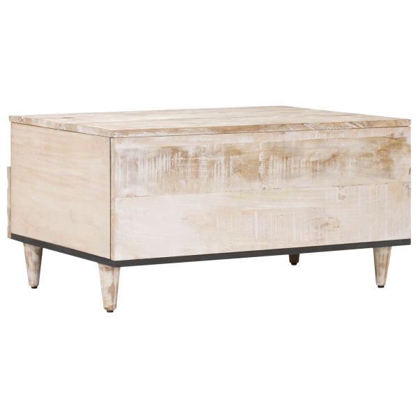 Масичка за кафе Бяло 80 x 54 x 40 см Солидно мангово дърво