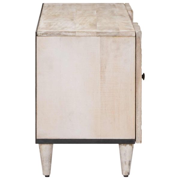 ТВ шкаф с врата Бяло 105 x 33,5 x 46 см Солидно мангово дърво