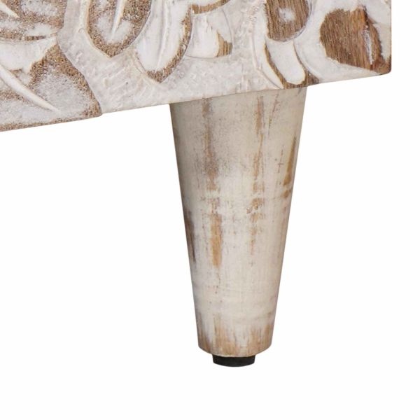 ТВ шкаф с врата Бяло 105 x 33,5 x 46 см Солидно мангово дърво