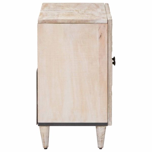 Шкаф за мивка в баня Бяло 62 x 33 x 58 см Солидно мангово дърво